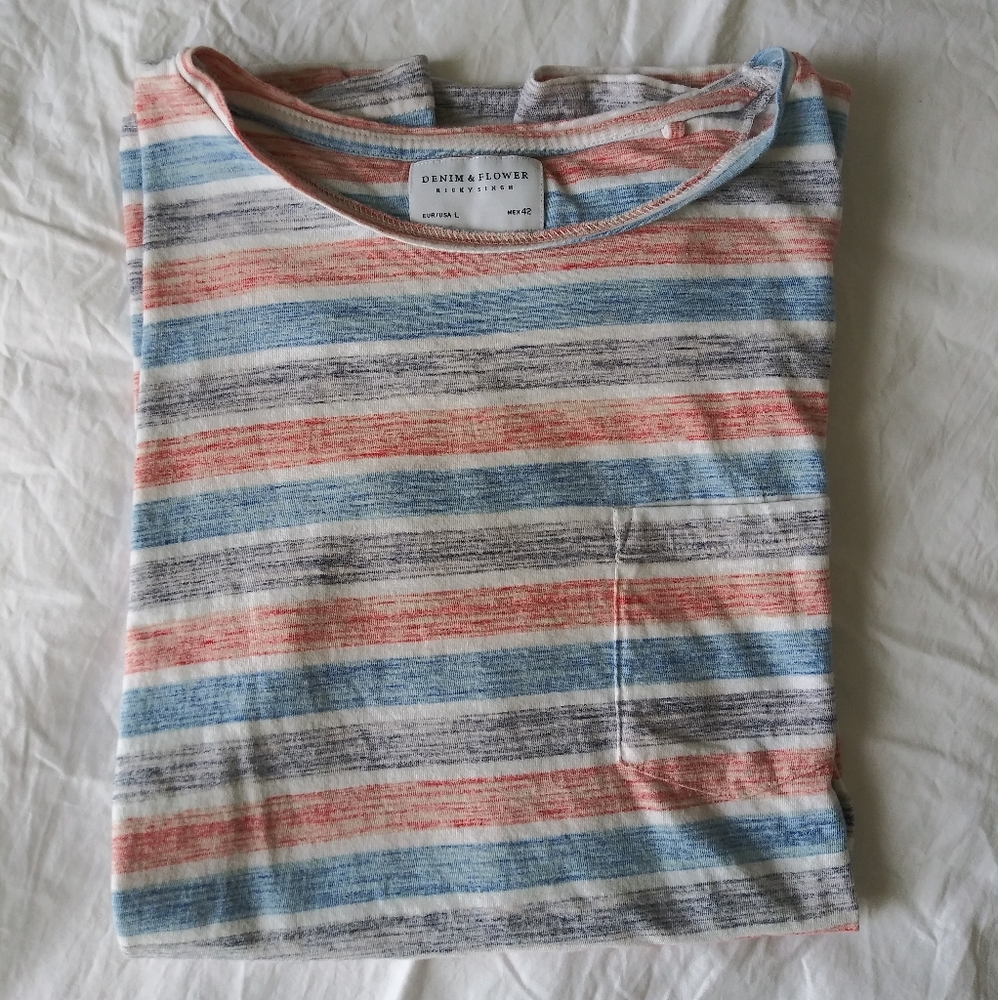 Denim & Flower Striped Shirt